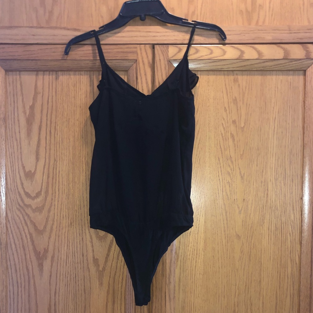 Black Sheer Ruffle Bodysuit